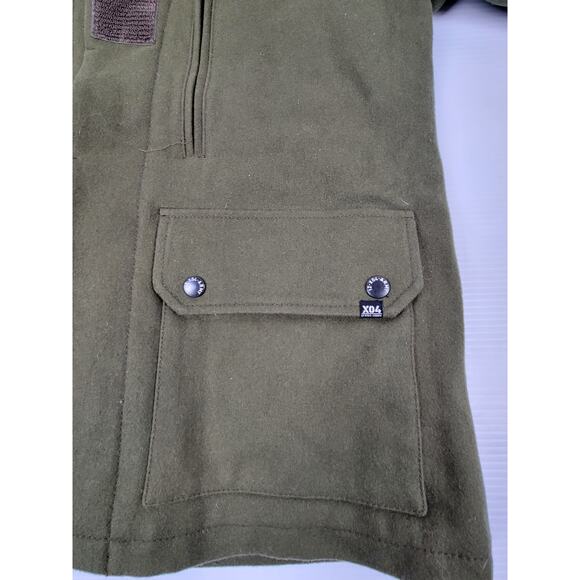 Izzue IZ-X04-Army Green Wool Blend Mens Large Button Military Style Heavy Jacket - Picture 5 of 16